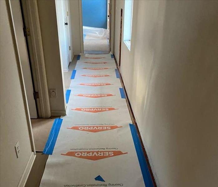 long hallway with SERVPRO floor coverings