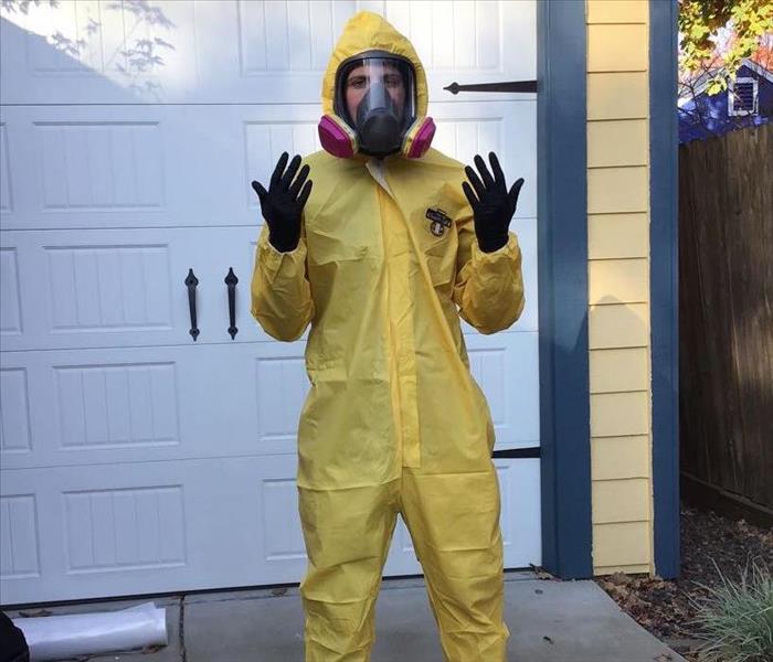 yellow covered suit with face mask ppe suit near me biohazard ppe gear near by biohazard cameron park bio in el dorado placer